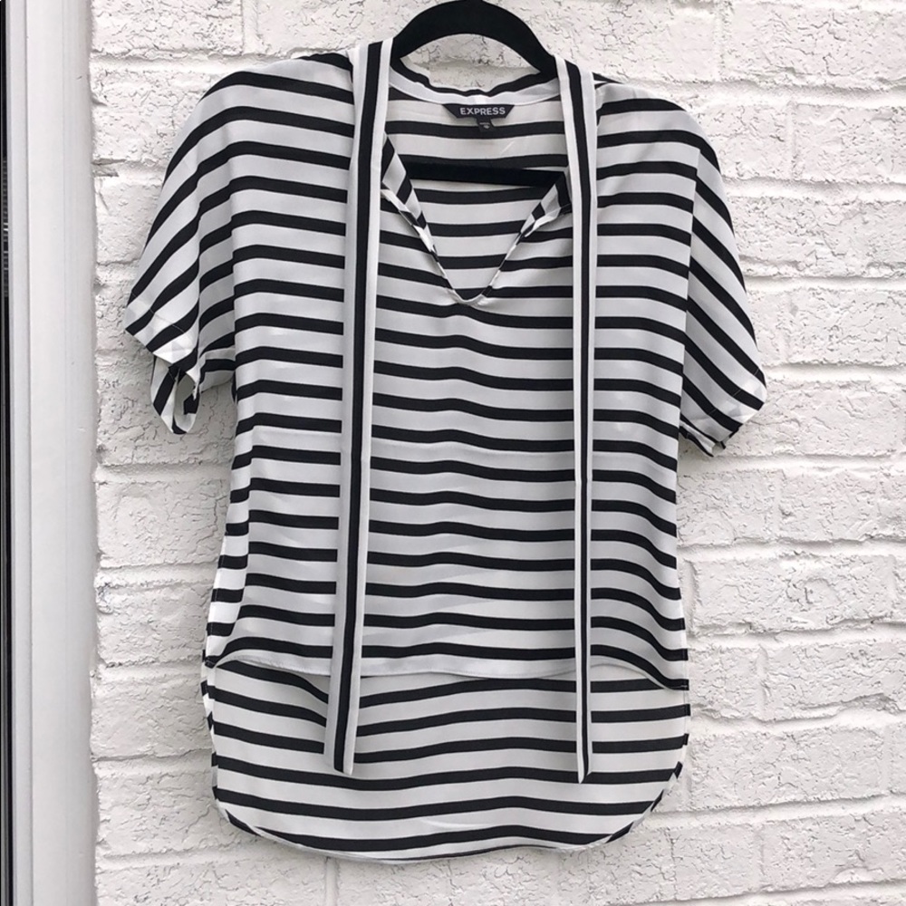 Black and white striped blouse
